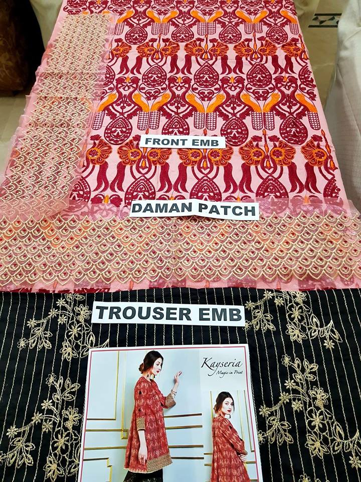 Brand Kesriya Linen Collection with Chiffon Dupatta (Master Replica - Unstitched) - Image 3