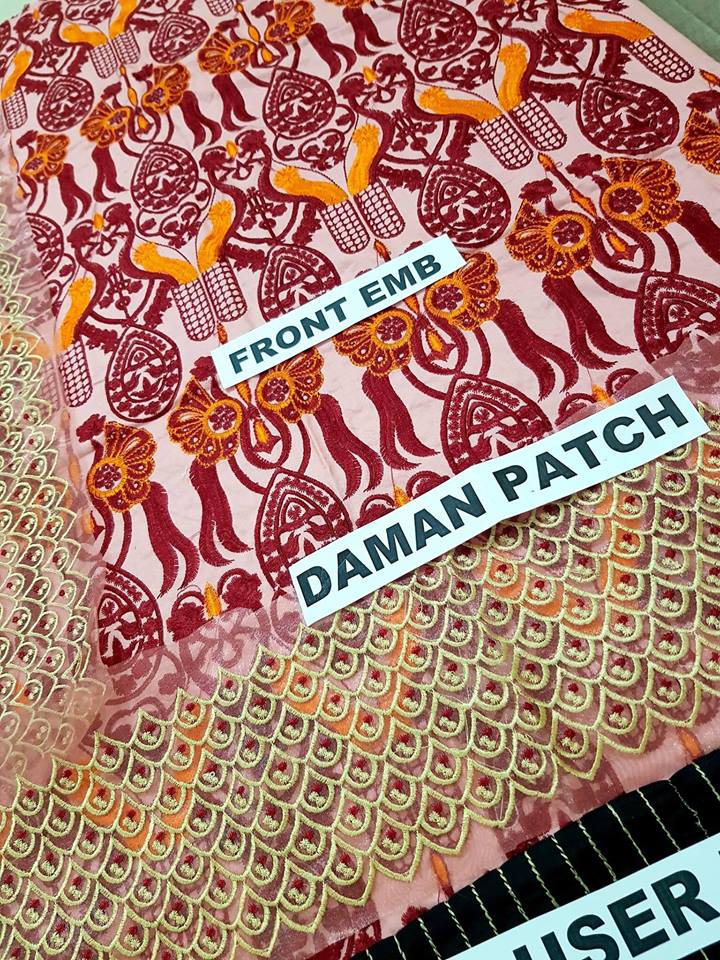 Brand Kesriya Linen Collection with Chiffon Dupatta (Master Replica - Unstitched) - Image 2