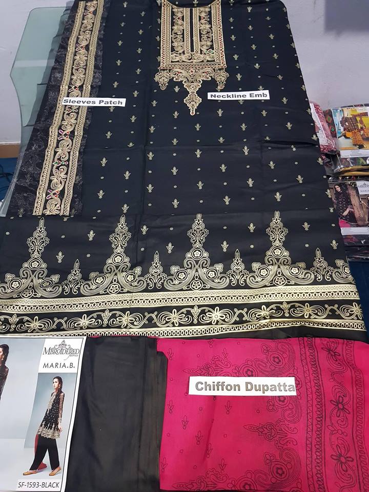 Brand Maria B Linen Collection with Chiffon Dupatta (Master Replica - Unstitched) - Image 2