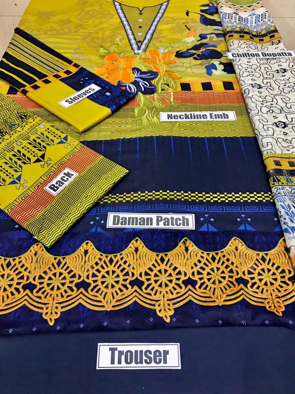 Unstitched Charizma D-2067 Embroidered Lawn 3PC - Image 2
