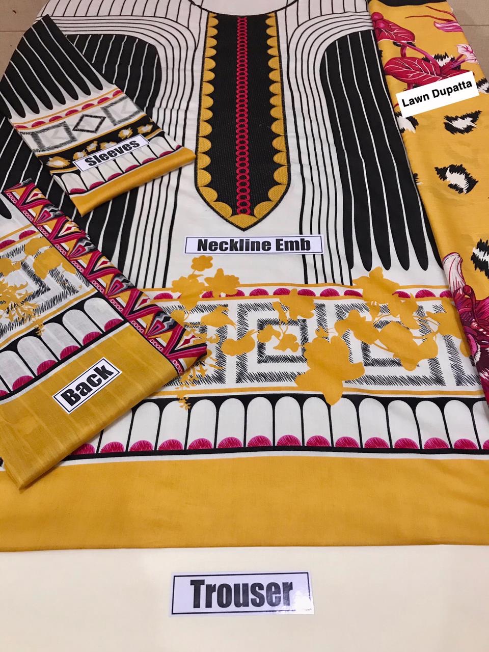 Unstitched Sapphire D-2056 Embroidered Lawn 3PC - Image 2