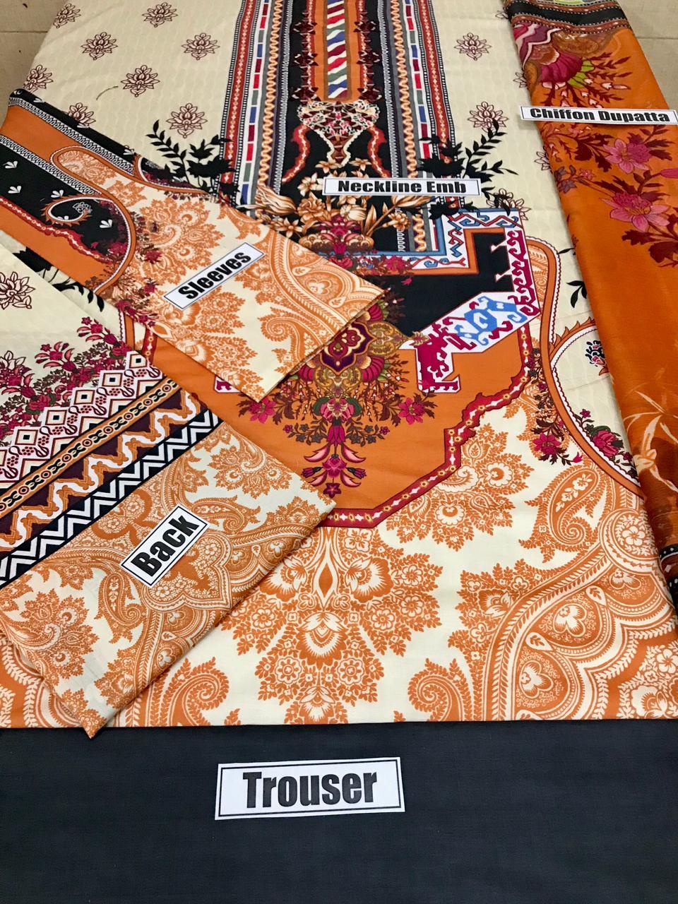 Unstitched Anaya C-05 Embroidered Lawn 3PC - Image 2