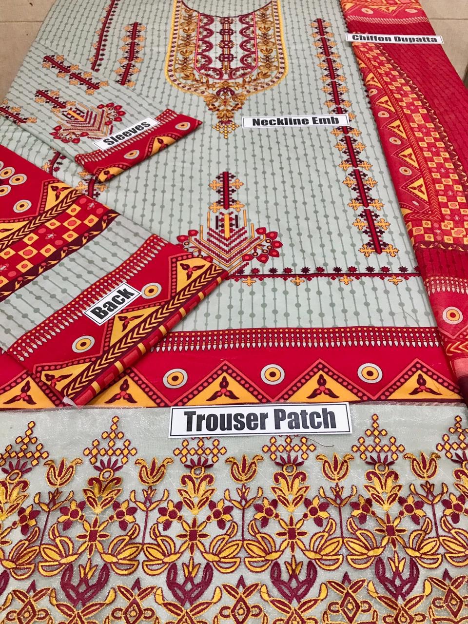 Unstitched Sapphire D-2096-A Embroidered Lawn 3PC - Image 2