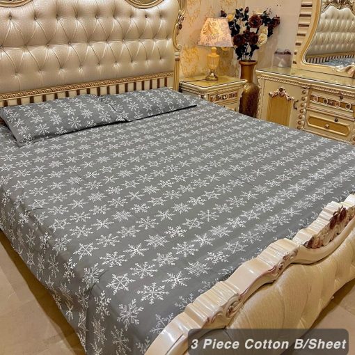 Cotton 3 Piece King Size Double Bedsheet