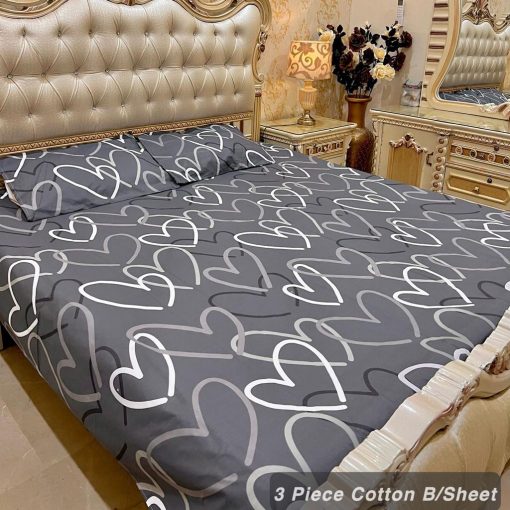 Cotton 3 Piece King Size Double Bedsheet
