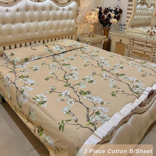 Cotton 3 Piece King Size Double Bedsheet