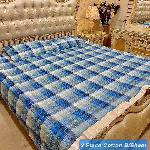 Cotton 3 Piece King Size Double Bedsheet