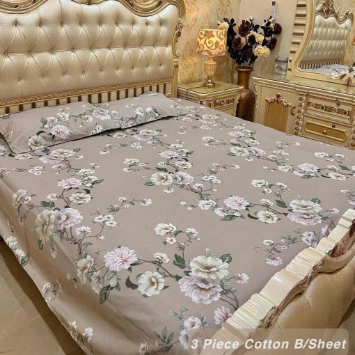 Cotton 3 Piece King Size Double Bedsheet