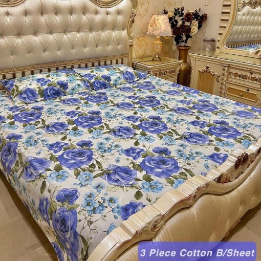 Cotton 3 Piece King Size Double Bedsheet