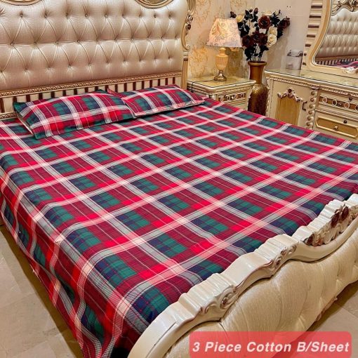 Cotton 3 Piece King Size Double Bedsheet