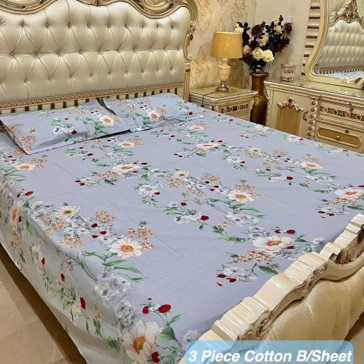 Cotton 3 Piece King Size Double Bedsheet