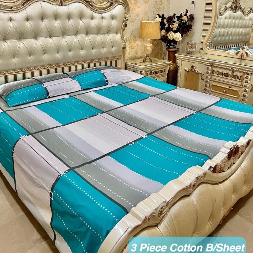 Cotton 3 Piece King Size Double Bedsheet