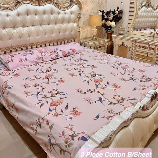 Cotton 3 Piece King Size Double Bedsheet