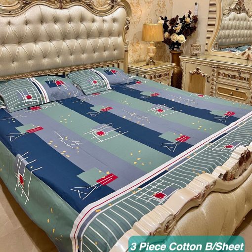 Cotton 3 Piece King Size Double Bedsheet