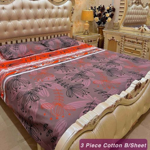Cotton 3 Piece King Size Double Bedsheet