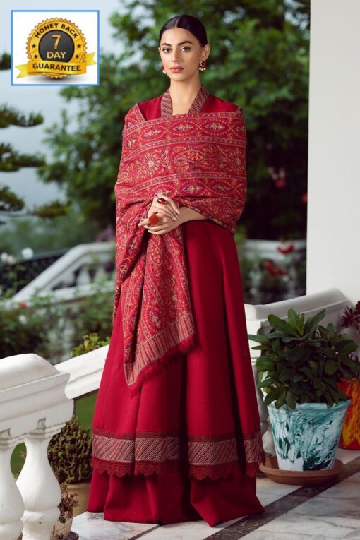 bareeze embroidered dhanak suit