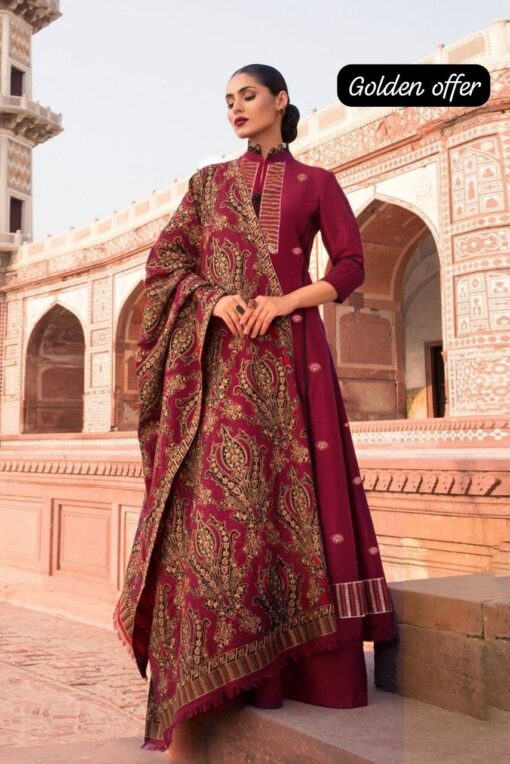 bareeze embroidered dhanak suit