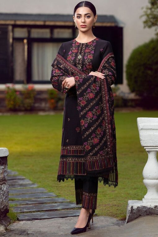 bareeze embroidered dhanak suit