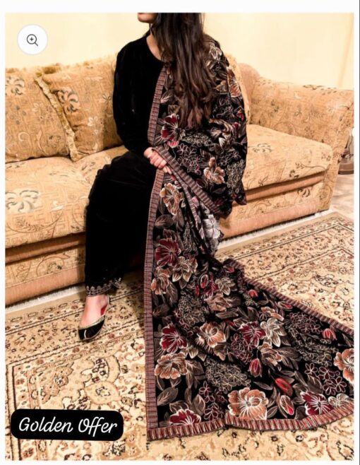 bareeze embroidered dhanak suit