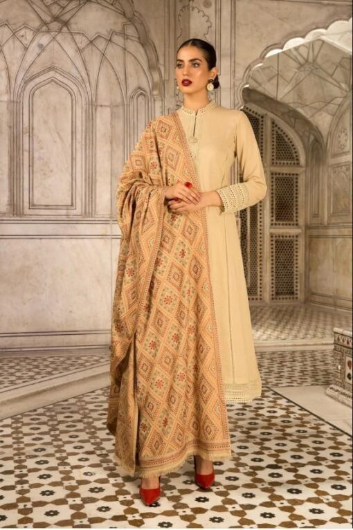 bareeze embroidered dhanak suit