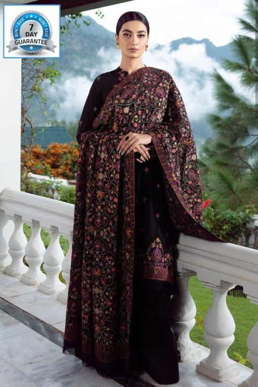 bareeze embroidered dhanak suit