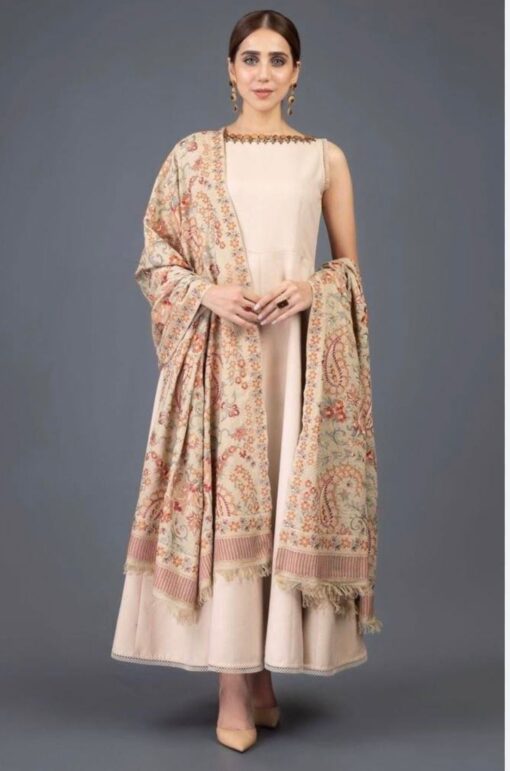 bareeze embroidered dhanak suit