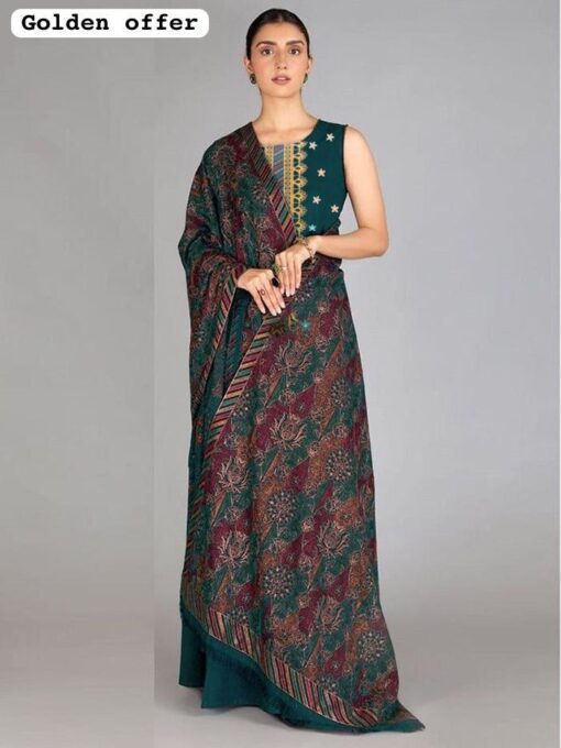 bareeze embroidered dhanak suit