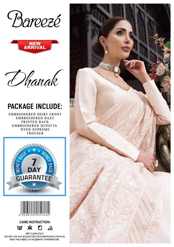 bareeze embroidered dhanak suit