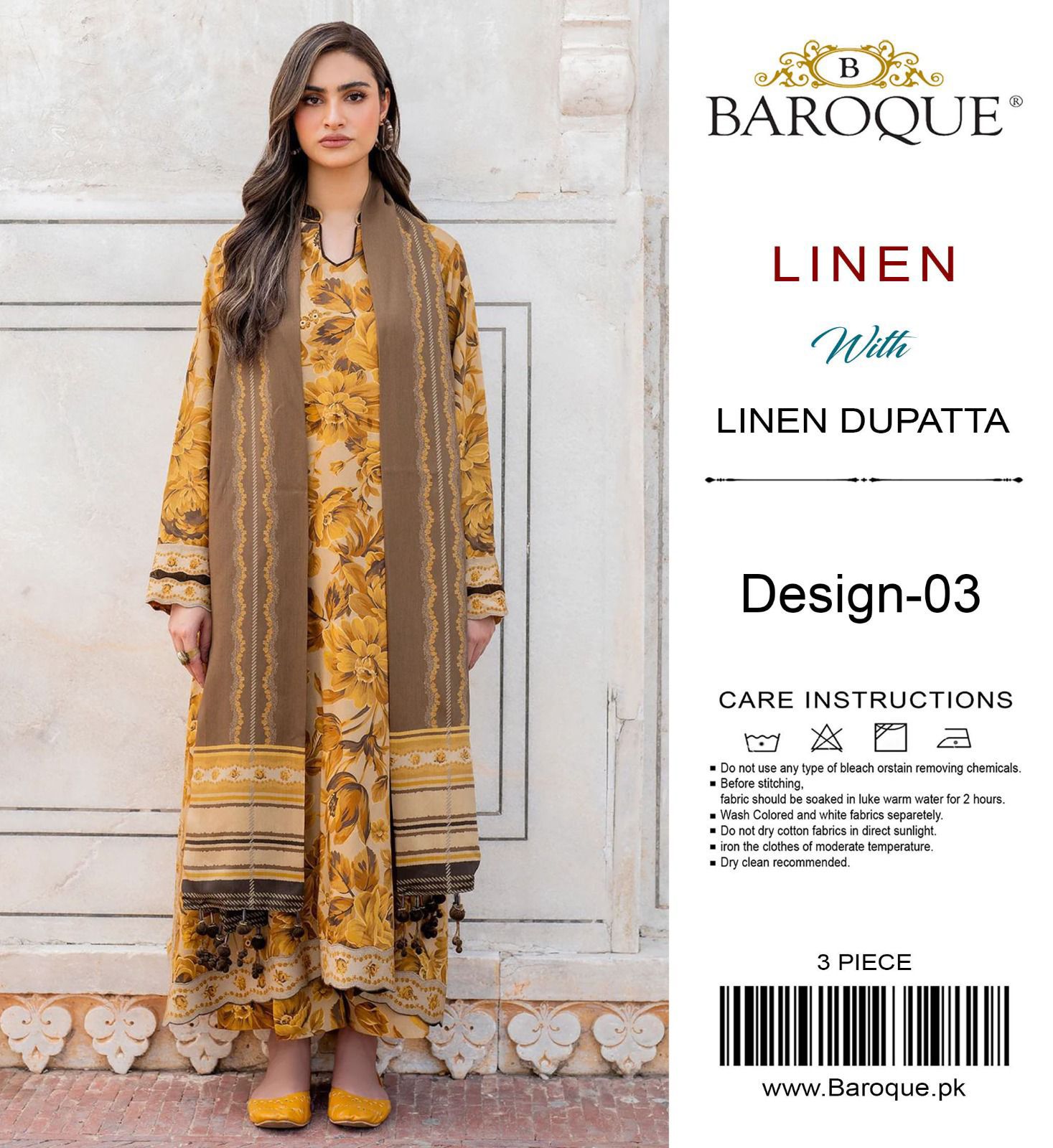 Baroque Digital Printed Linen-3PC